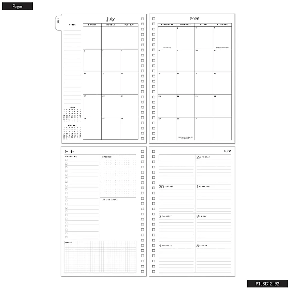 Organized by Happy Planner 12-Month Monthly/Weekly Small Twin Loop Planner, 5-1/2" x 8-5/16", Dreamy Palms, July 2026 - June 2027, Total Qty 1