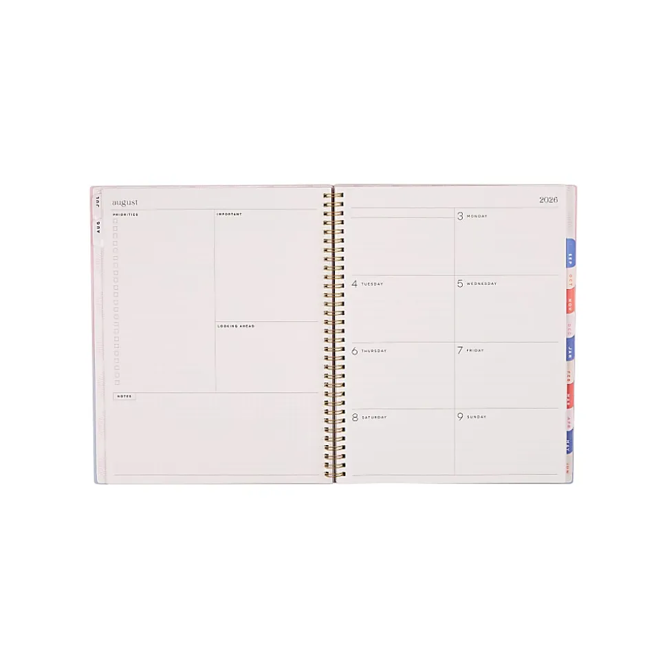 Organized by Happy Planner 12-Month Monthly/Weekly Big Twin Loop Planner, 8-1/2" x 11", Dreamy Palms Coral, July 2026 - June 2027, Total Qty 1