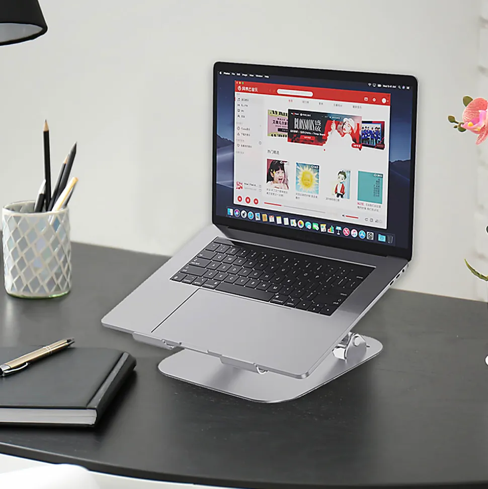 OTM Essentials Adjustable Laptop Stand, 10-5/8"H x 9"W x 9"D, Silver