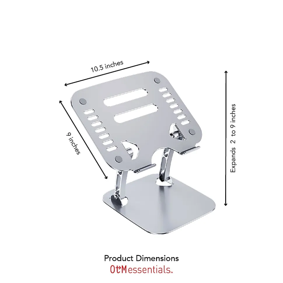 OTM Essentials Adjustable Laptop Stand, 10-5/8"H x 9"W x 9"D, Silver