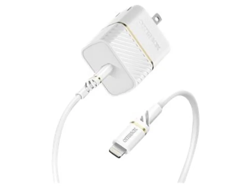 OtterBox Wall Charger - Power adapter - 20 Watt - 3 A - PD 3.0 (24 pin USB-C) - on cable: Lightning - cloud dust white