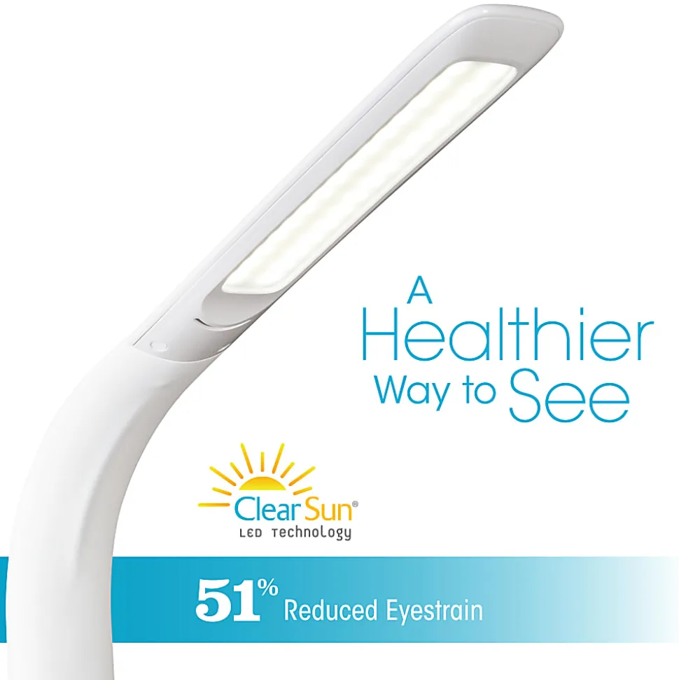 OttLite® Wellness Series SanitizingPro LED Desk Lamp And UV Air Purifier, 25"H, White