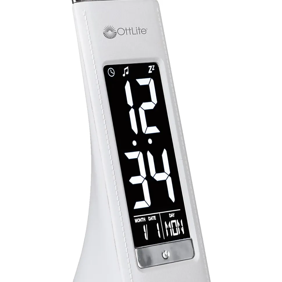 OttLite® Wellness Series®, Thrive LED Sanitizing Desk Lamp With Clock And USB Charging