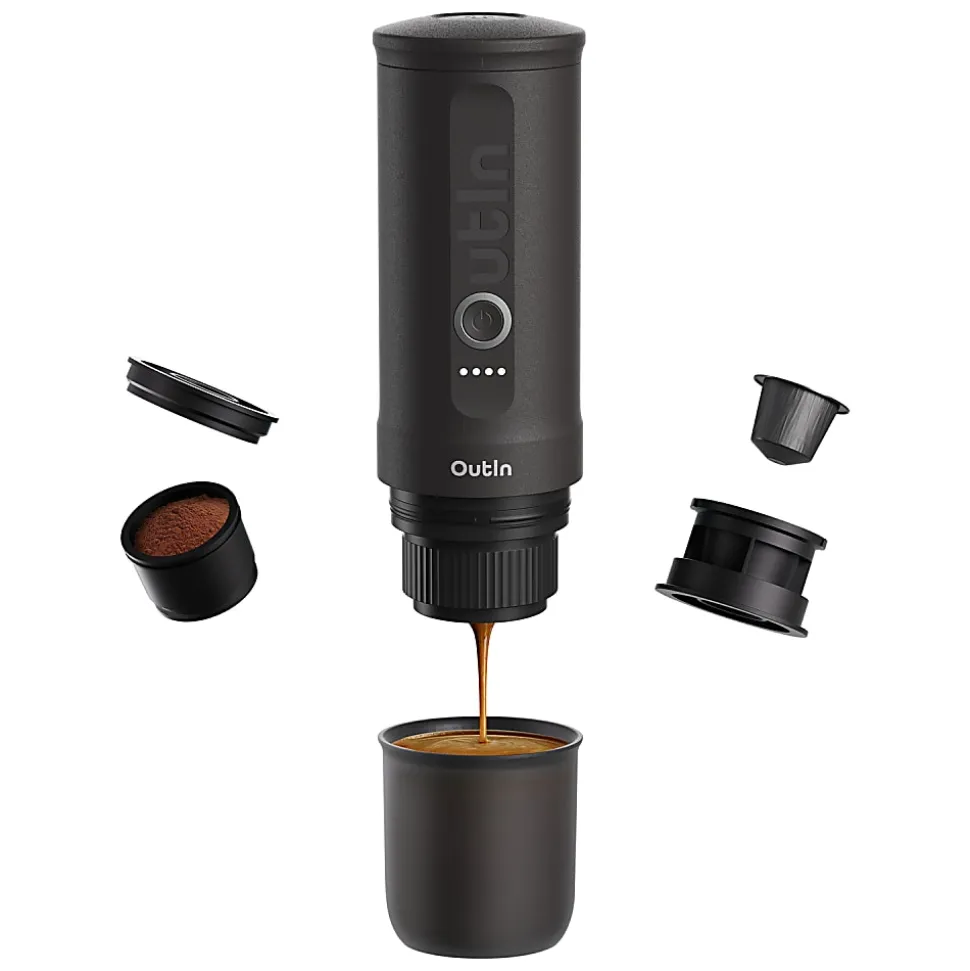 OutIn® Nano 3-Cup Portable Electric Espresso Machine, Space Gray
