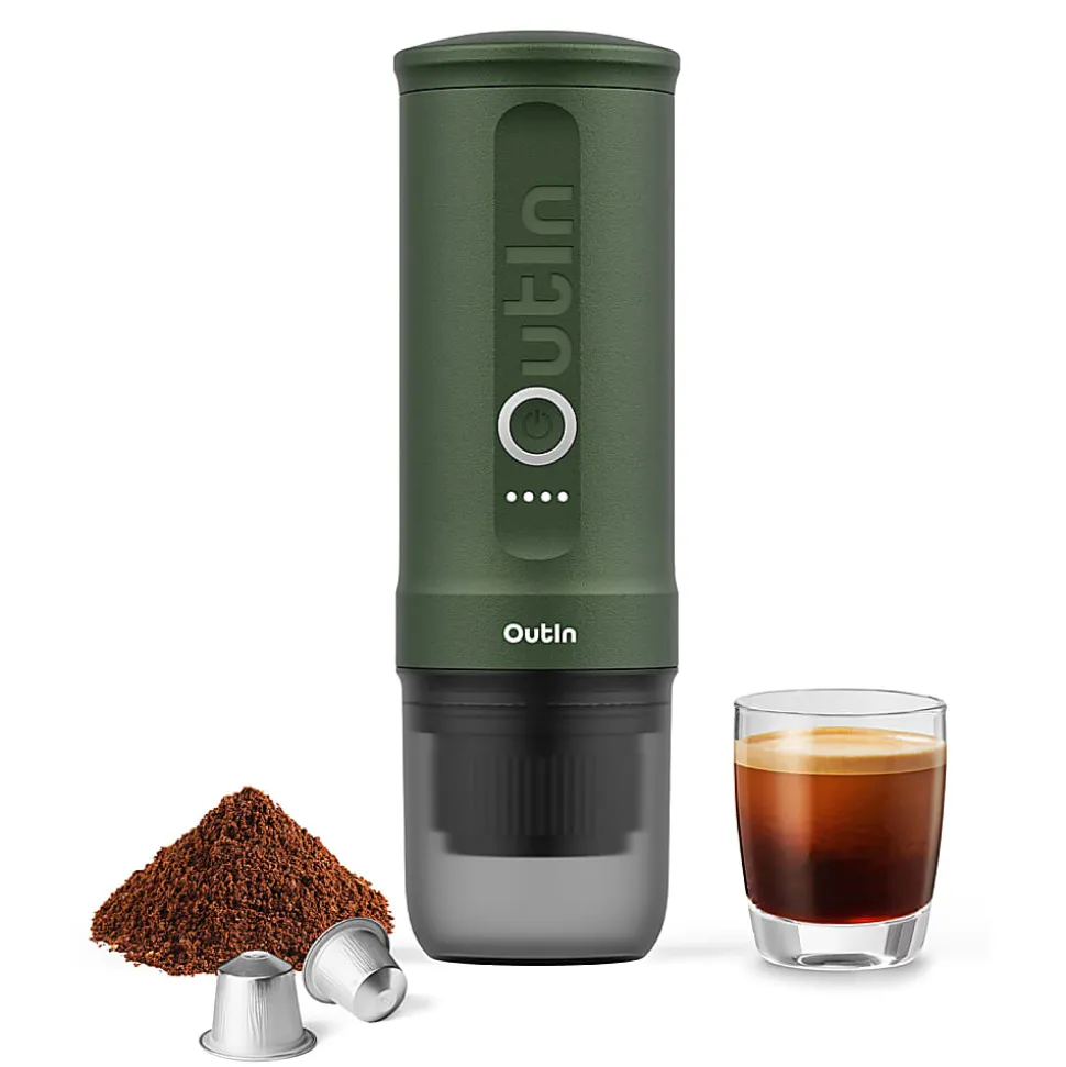 OutIn® Nano 3-Cup Portable Electric Espresso Machine, Forest Green