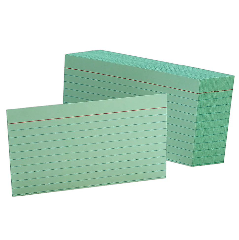 Oxford® Color Index Cards, Ruled, 3" x 5", Green, Pack Of 100
