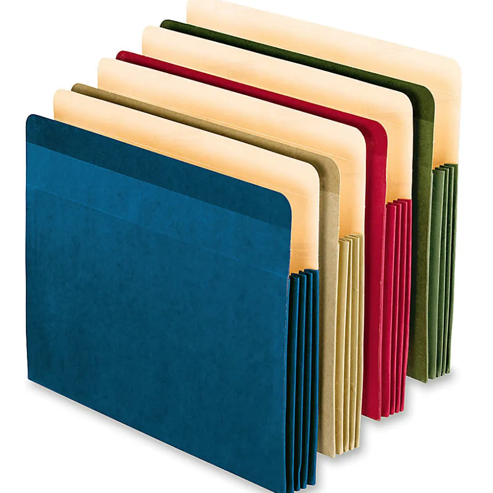 Oxford® Expanding File Pockets, Letter Size, 3 1/2" Expansion, 100% Recycled, Assorted, Box Of 4