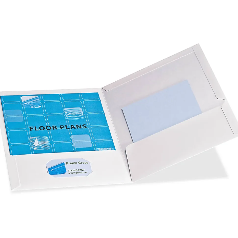 Oxford™ Laminated Twin-Pocket Folders, 8 1/2" x 11", White, Box Of 25