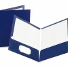 Oxford™ Laminated Twin-Pocket Folders, 8 1/2" x 11", Navy, Box Of 25