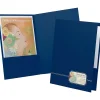 Oxford™ Monogram Executive Twin Pocket Folder, Letter Size, Blue/Gold, Pack Of 4