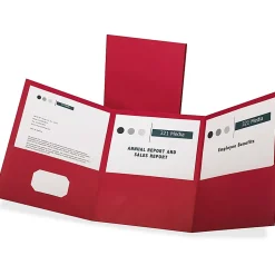 Oxford™ Tri-Fold Executive Pocket Folders, Letter Size, Red, Pack Of 20
