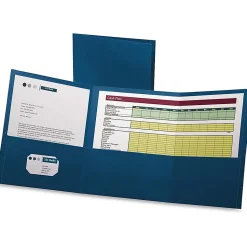 Oxford™ Tri-Fold Executive Pocket Folders, Letter Size, Blue, Pack Of 20