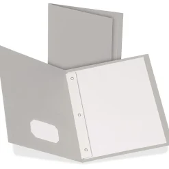 Oxford® Twin Pocket 3-Hole Fastener Folders, Letter Size (8 1/2" x 11"), Gray, Box Of 25