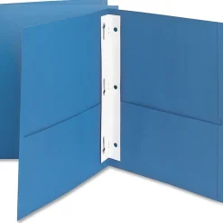 Oxford™ Twin-Pocket Portfolio With Fasteners, 8 1/2" x 11", Light Blue, Pack Of 25