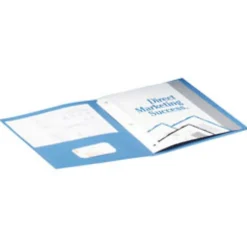 Oxford™ Twin-Pocket Portfolio With Fasteners, 8 1/2" x 11", Light Blue, Pack Of 25