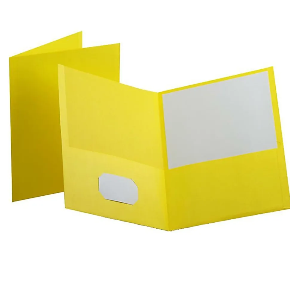 Oxford™ Twin-Pocket Portfolios, Yellow, Pack Of 10