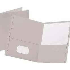Oxford™ Twin-Pocket Portfolios, 8 1/2" x 11", Gray, Pack Of 25