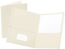 Oxford™ Twin-Pocket Portfolios, 8 1/2" x 11", White, Pack Of 25