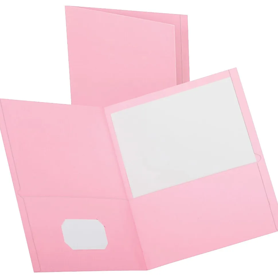 Oxford™ Twin-Pocket Portfolios, 8 1/2" x 11", Pink, Pack Of 25