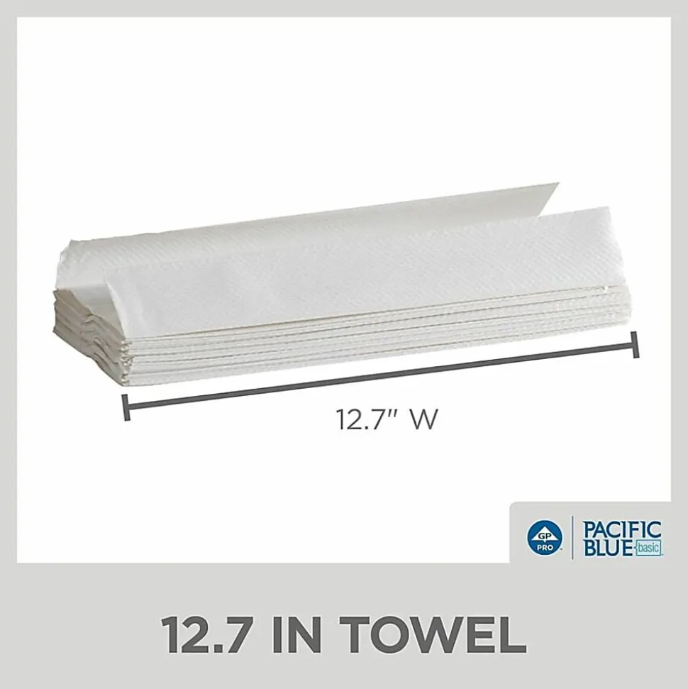 Pacific Blue Basic® by GP PRO, 1-Ply, C-Fold Paper Towels, 10.1" X 12.7", White, 240 Sheets per Pack, 10 Packs Per Case