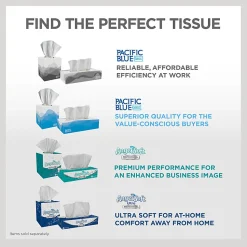 Pacific Blue Basic® 2-Ply Facial Tissues, Cube Box, White, 100% Recycled Fiber, 86 Tissues Per Box, 36 Boxes Per Case