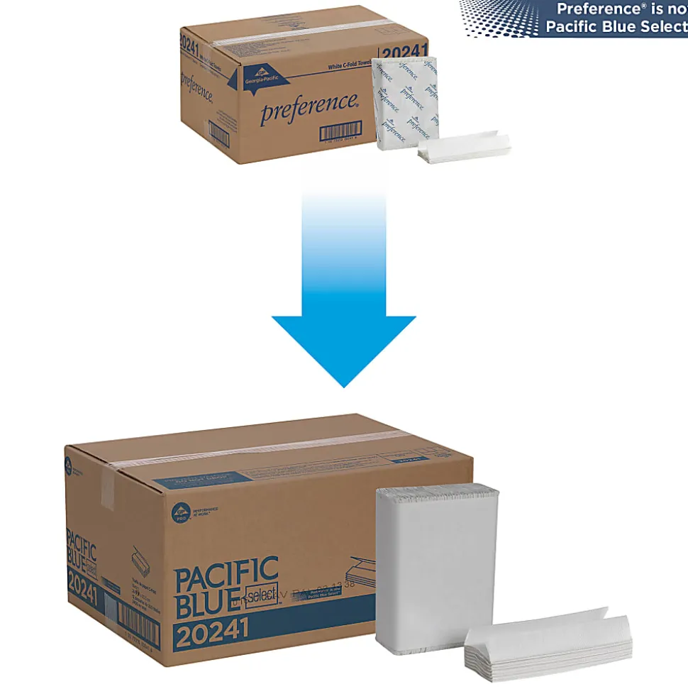 Pacific Blue Select® by GP PRO, 1-Ply, C-Fold Paper Towels, 10.1" X 12.7", White, 200 Sheets per Pack, 12 Packs Per Case