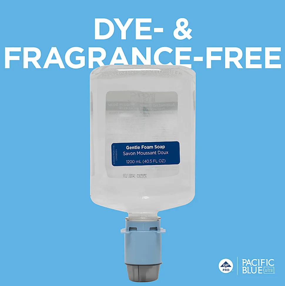 Pacific Blue Ultra® Gentle Foam Hand Soap Refills for Automated Dispensers, Dye & Fragrance Free, 1200 mL (40.58 Oz), 3 Bottles per Case