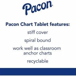 PaconĀ® Chart Pad, 24" x 32", 2-Hole Top Punched, 1" Ruled, 70 Sheets
