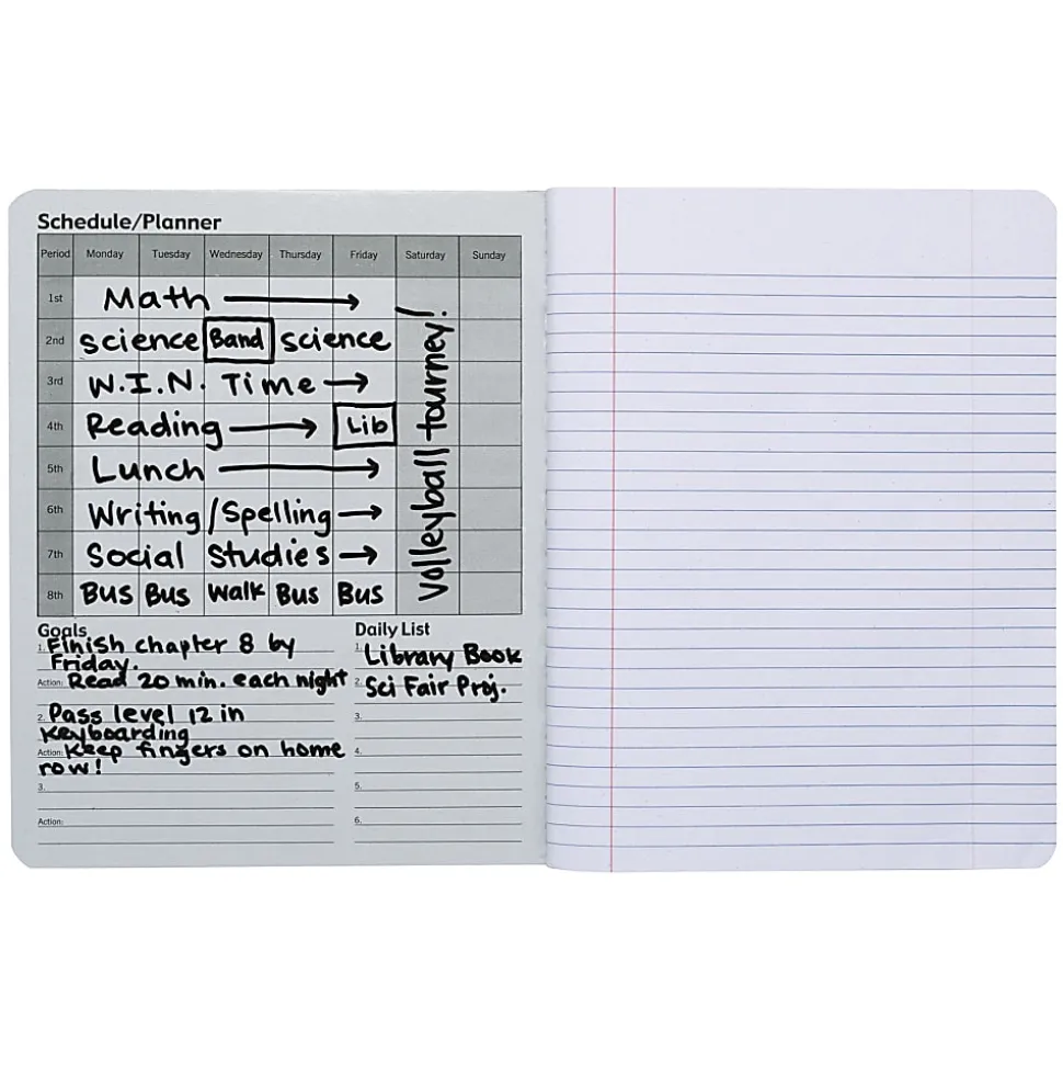 Pacon Composition Book, 9/32” Ruling With 9-3/4" x 7-1/2" Red Margin, Black Marble, 100 Sheets, Pack Of 6 Books