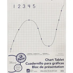 Pacon® Grid-Ruled Chart Tablets, Spiral Bound, 24" x 32", 1" Grid, 25 Sheets, White, Pack Of 2 Tablets
