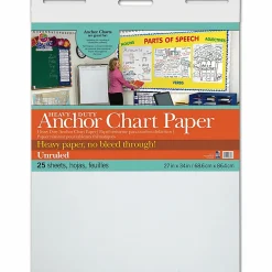 Pacon Heavy-duty Anchor Chart Paper, 27" x 34", White, 25 Sheets Per Pack, Carton Of 4 Packs