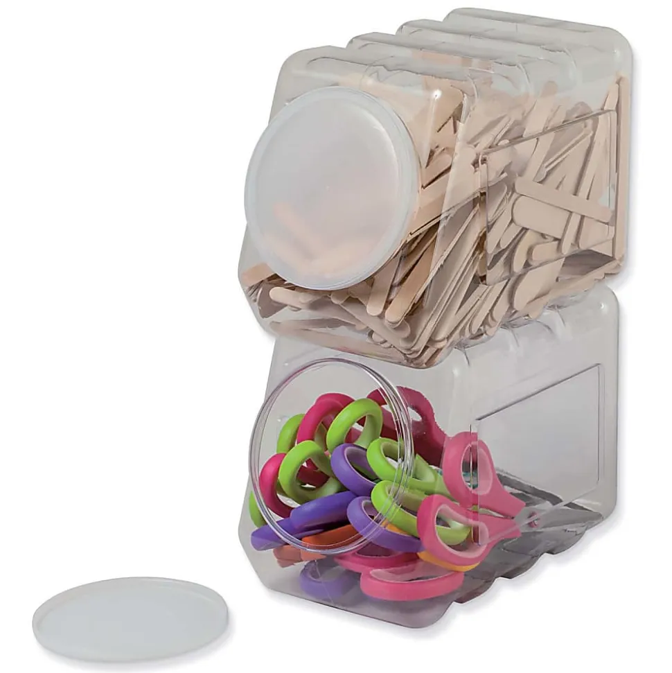 Pacon® Interlocking Storage Containers With Lids, 9-1/2”H x 6-3/4”W x 5-1/2”D, Clear, Set Of 2 Containers