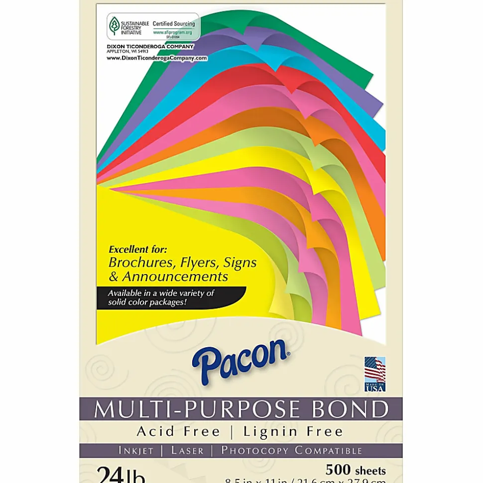 Pacon® Kaleidoscope Color Multi-Use Printer & Copy Paper, Cobalt Blue, Letter (8.5" x 11"), 500 Sheets Per Ream, 24 Lb, 95 Brightness