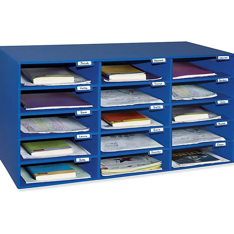 Pacon® 70% Recycled Mailbox Storage Unit, 15 Slots, Blue