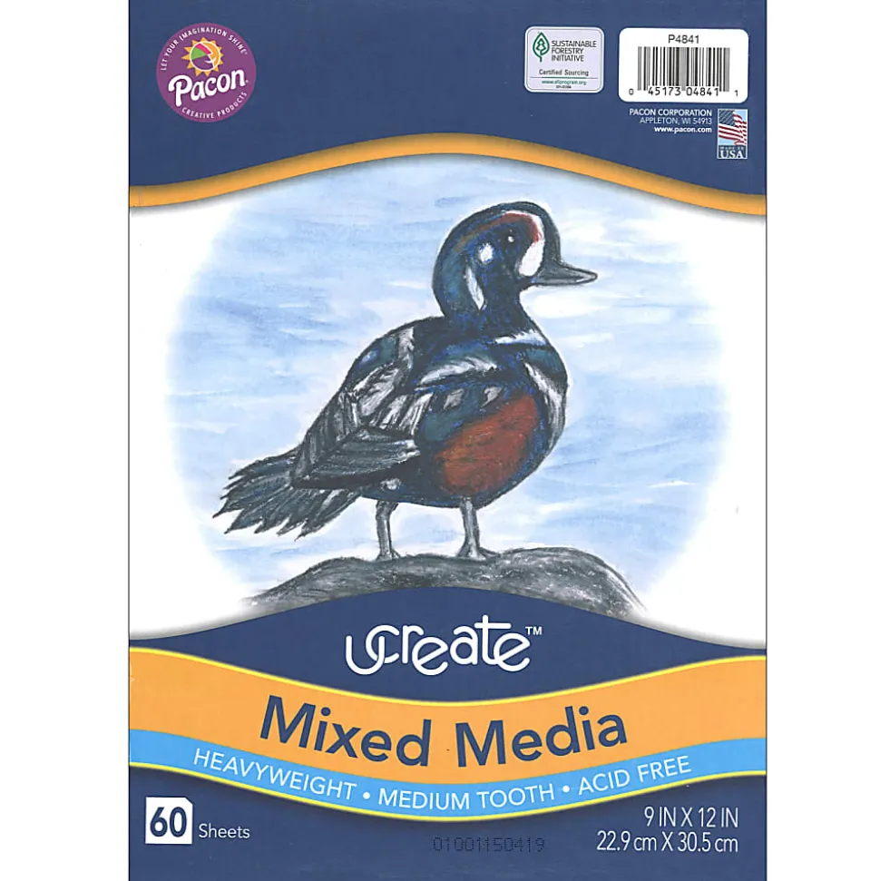 Pacon® UCreate Mixed Media Art Paper, Heavyweight, 9" x 12", White, 60 Sheets Per Pack, Set Of 6 Packs