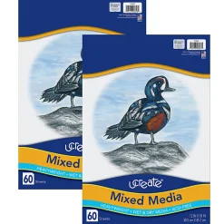 PaconĀ® UCreate Mixed Media Art Paper, Heavyweight, 12" x 18", 60 Sheets Per Pack, Set Of 2 Packs