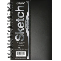 PaconĀ® UCreate Poly Cover Sketch Books, 6" x 9", 75 Sheets, Black, Pack Of 3 Books