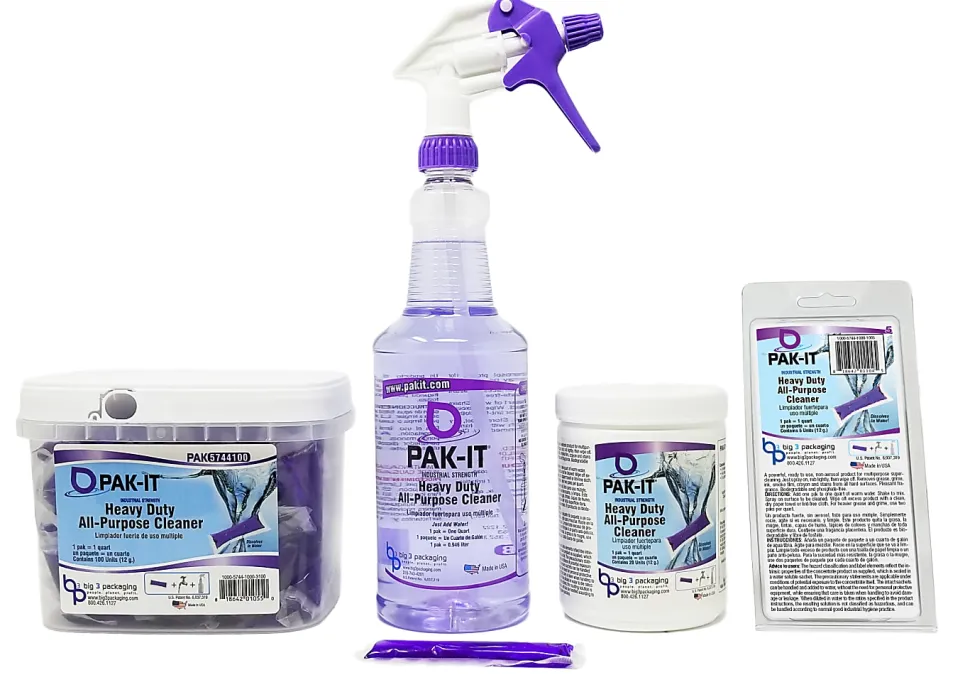 PAK-IT® Heavy-Duty All-Purpose Cleaner Packet, Pleasant Scent, Pack Of 5