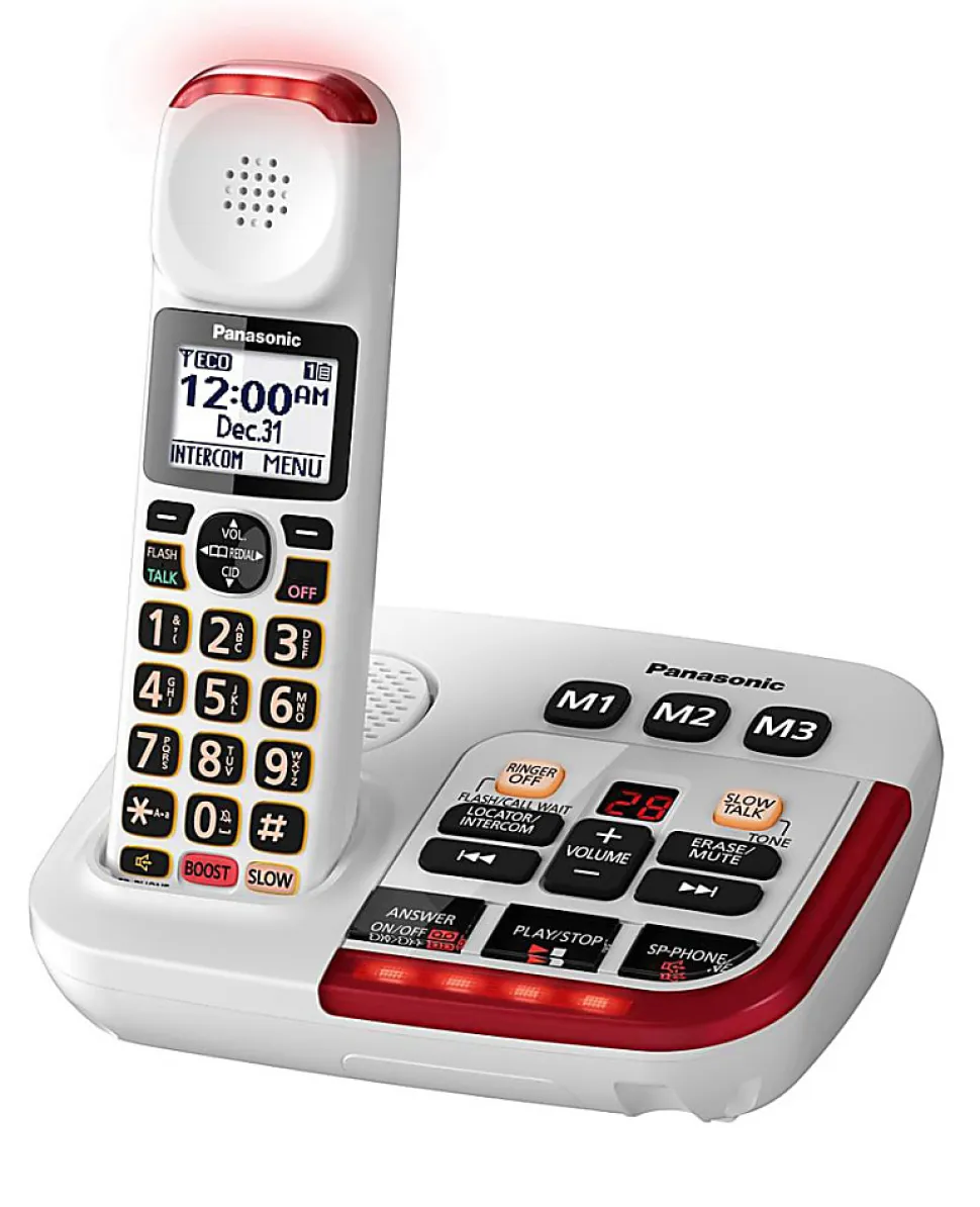 Panasonic® Amplified Cordless Phone With Answering Machine, White, KX-TGM420W