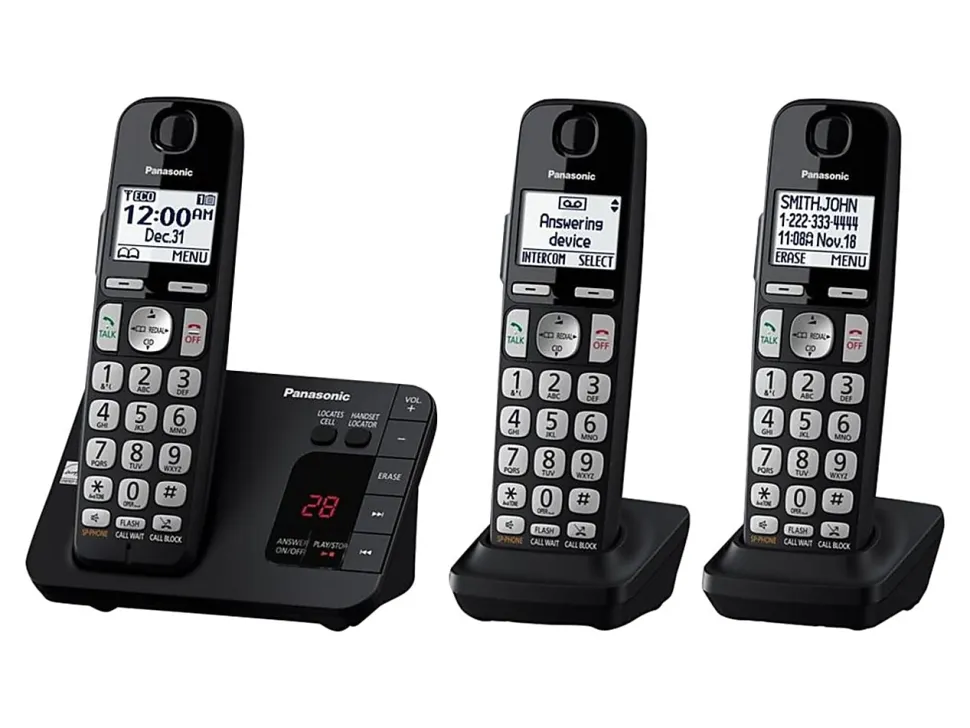 Panasonic® DECT 6.0 Expandable 3-Handset Digital Cordless Phone System With Digital Answering Machine, KX-TGE433B