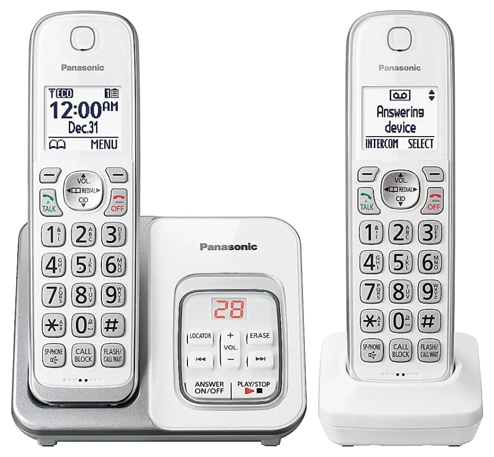 Panasonic® 2-Handset Cordless Telephone With Digital Answering Machine, KX-TGD632W