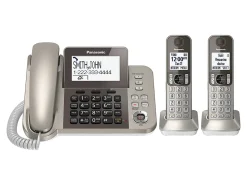 Panasonic® Link2Cell Bluetooth® DECT 6.0 Phone System And Answering Machine With 1 Corded And 2 Cordless Handsets, KX-TGF382M