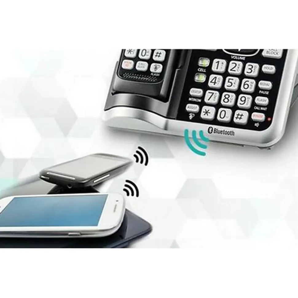 Panasonic® Link2Cell DECT 6.0 Cordless Telephone With Answering Machine And Dual Keypad, 3 Handsets, KX-TGF573S