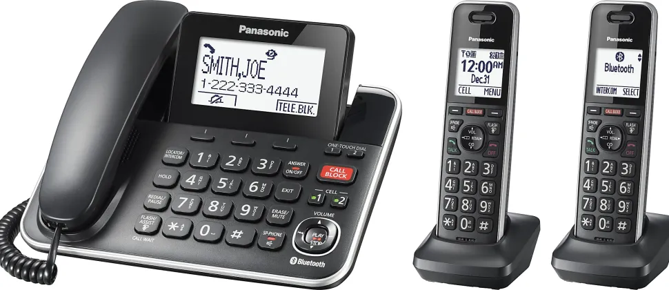 Panasonic® LinktoCell Dect 6.0 Expandable Corded/Cordless Phone With Digital Answering System And Smart Call Blocker, KX-TGF882B