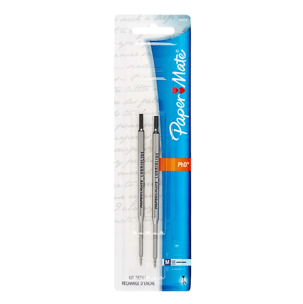 Paper Mate® Ballpoint Jumbo Refills, Medium Point, 1.0 mm, Black, Pack Of 2 Refills