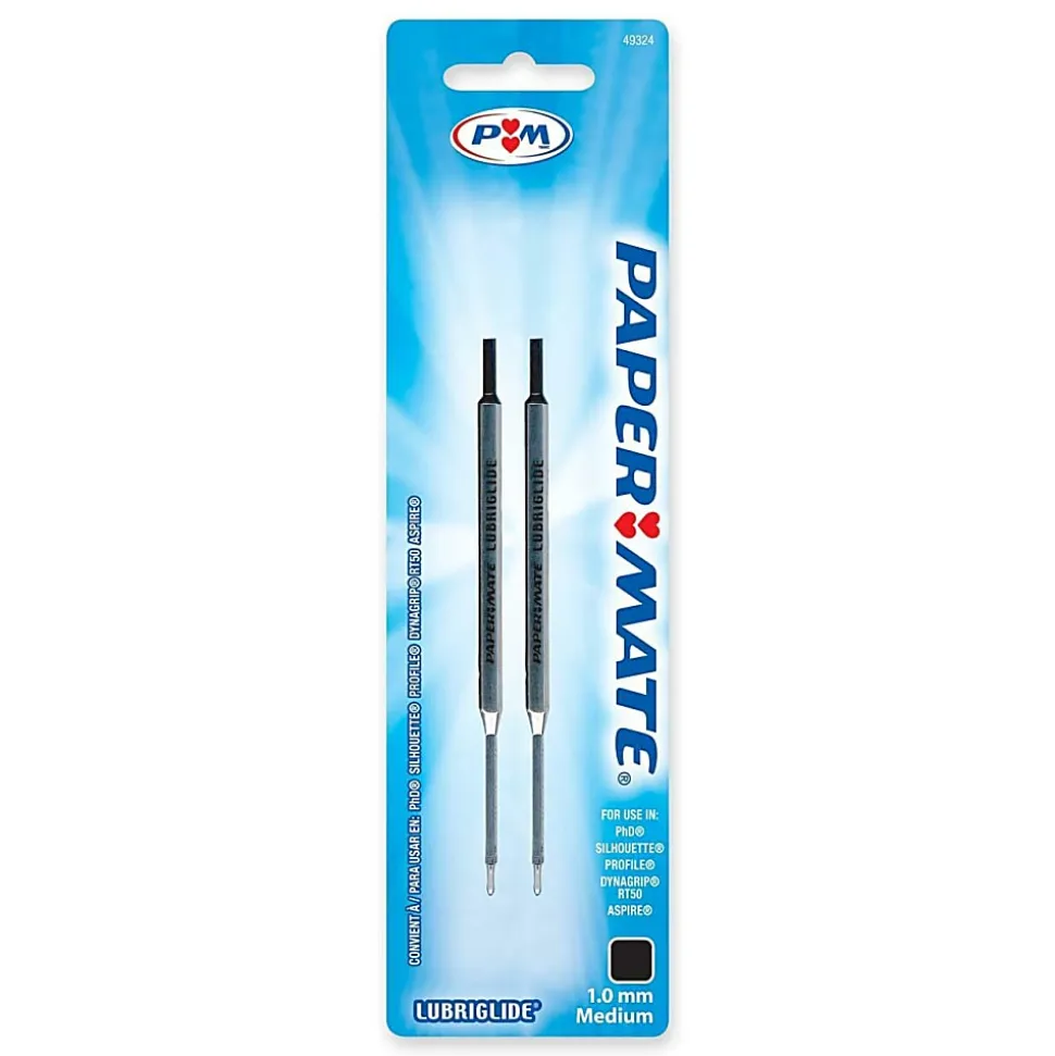 Paper Mate® Ballpoint Jumbo Refills, Medium Point, 1.0 mm, Black, Pack Of 2 Refills