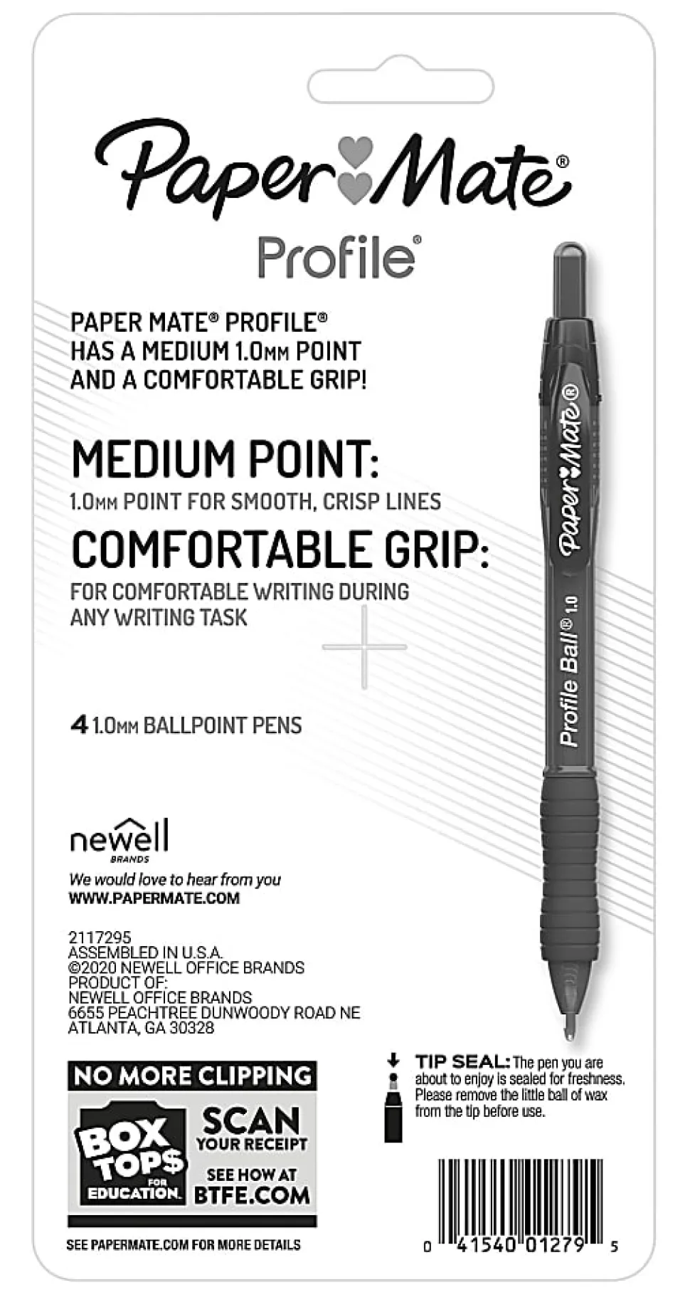 Paper Mate Ballpoint Pen, Profile Retractable Pen, Medium Point (1.0mm), Assorted, 4 Count