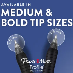 Paper Mate Ballpoint Pen, Profile Retractable Pen, Medium Point (1.0mm), Red, 12 Count