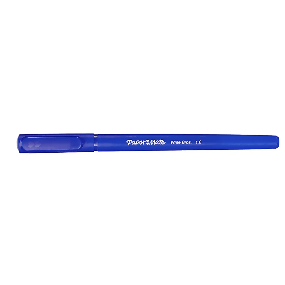 Paper Mate® Ballpoint Stick Pens, Medium Point, 1.0 mm, Blue Barrel, Blue Ink, Pack Of 12