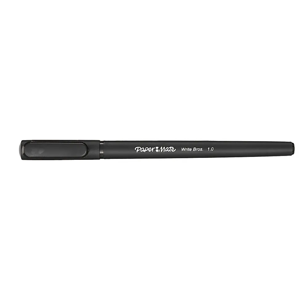 Paper Mate® Ballpoint Stick Pens, Medium Point, 1.0 mm, Black Barrel, Black Ink, Pack Of 12